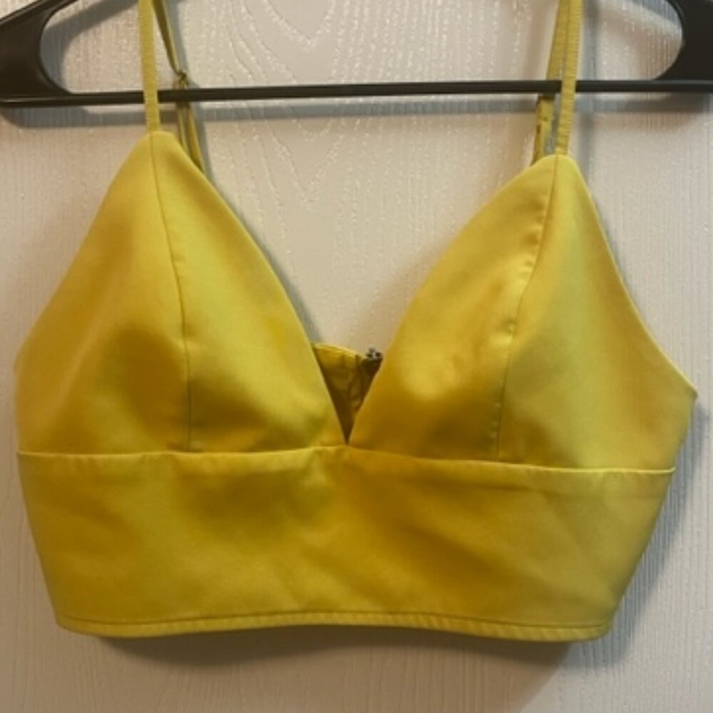Missguided Petite Triangle Crop Top Zip-up Back With Adjustable Straps Size 6